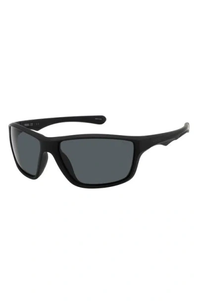 Fossil 63mm Polarized Rectangular Sunglasses In Black