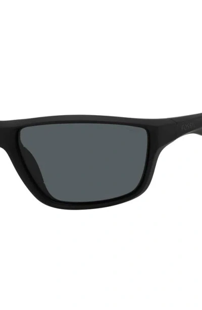 Fossil 63mm Polarized Rectangular Sunglasses In Black