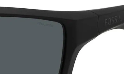 Fossil 63mm Polarized Rectangular Sunglasses In Black