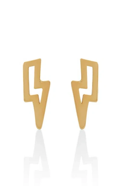 Frankie & Zoe Lightning Bolt Stud Earrings In Gold