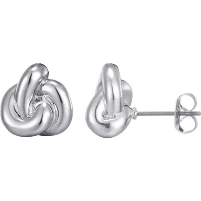 Adornia Silver Plated Chubby Knot Stud Earrings In Metallic