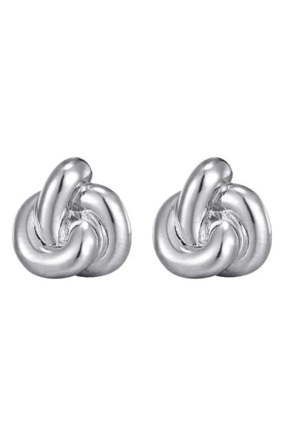 Adornia Silver Plated Chubby Knot Stud Earrings In Metallic