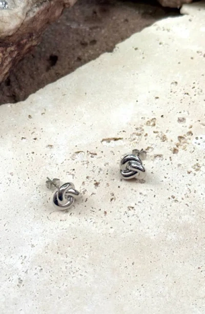 Adornia Silver Plated Chubby Knot Stud Earrings In Metallic