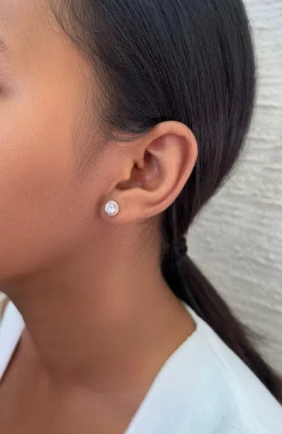 Adornia 14k Rose Gold Plated Halo Cz Stud Earrings In Brown