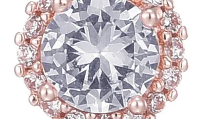 Adornia 14k Rose Gold Plated Halo Cz Stud Earrings In Brown