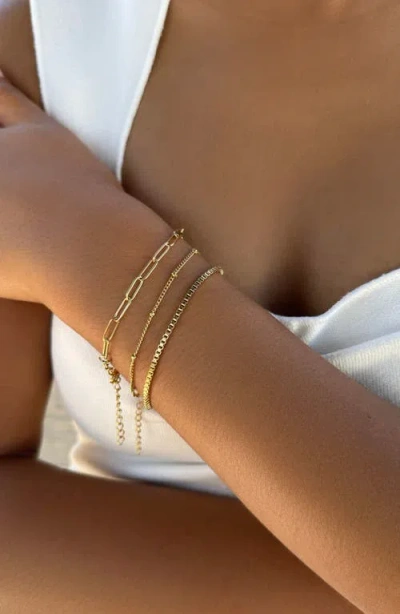 Adornia Tarnish Resistant Set Of 3 Assorted Chain Bracelets In Gold