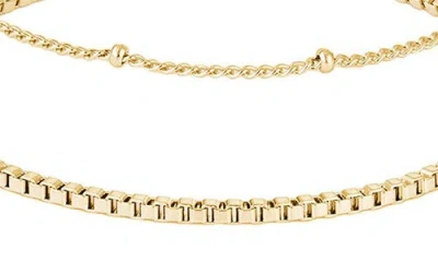 Adornia Tarnish Resistant Set Of 3 Assorted Chain Bracelets In Gold