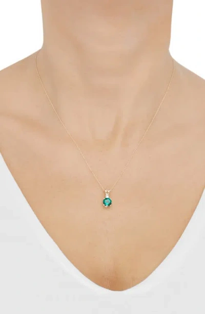 Frankie & Zoe 10k Yellow Gold Lab Grown Emerald & Lab Grown Diamond Pendant Necklace In Gold