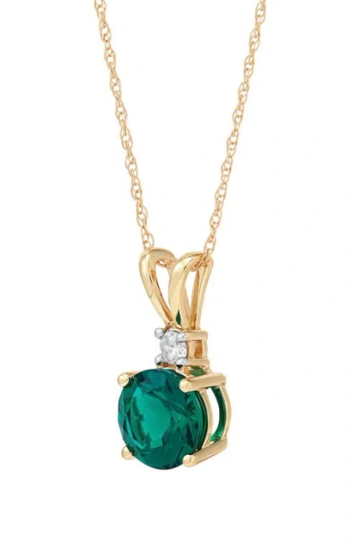 Frankie & Zoe 10k Yellow Gold Lab Grown Emerald & Lab Grown Diamond Pendant Necklace In Gold