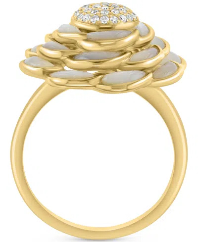 Effy Collection Effy Mother Of Pearl & Diamond (1/5 Ct. T.w.) Flower Statement Ring In 14k Gold In Gold