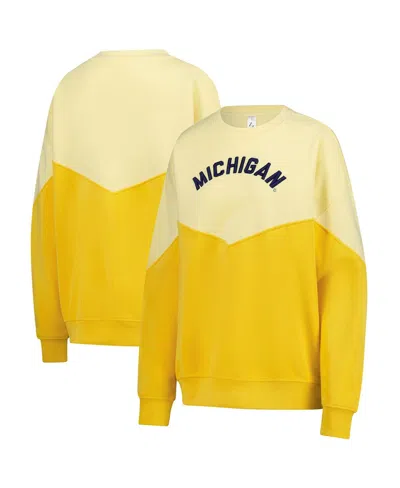 Zoozatz Women's Yellow Michigan Wolverines Bestie Oversized Pullover Sweatshirt In Yellow