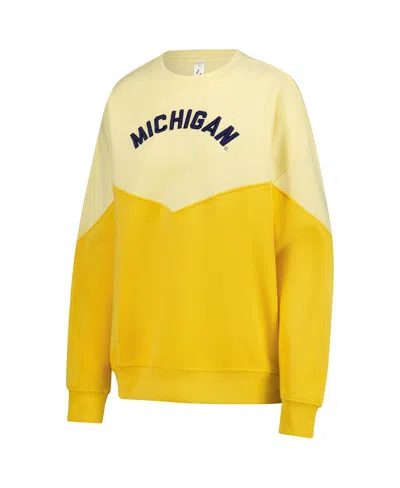 Zoozatz Women's Yellow Michigan Wolverines Bestie Oversized Pullover Sweatshirt In Yellow