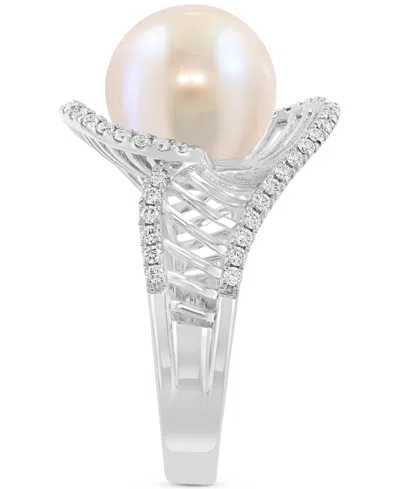 Effy Collection Effy Cultured Freshwater Pearl (11mm) & Diamond (1/3 Ct. T.w.) Statement Ring In 14k White Gold In Gold