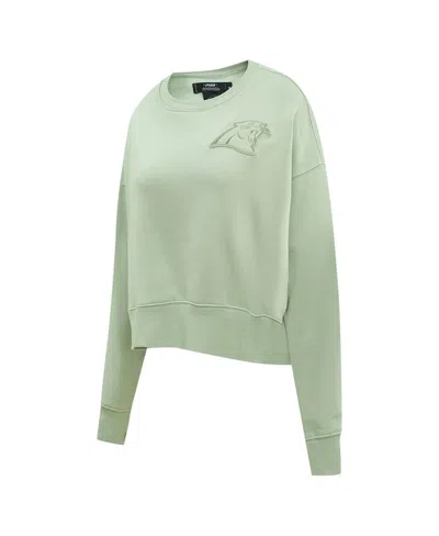 Pro Standard Women's Light Green Carolina Panthers Oversized Cropped Neutral Pullover Sweatshirt In Green
