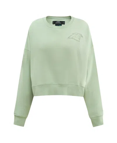 Pro Standard Women's Light Green Carolina Panthers Oversized Cropped Neutral Pullover Sweatshirt In Green