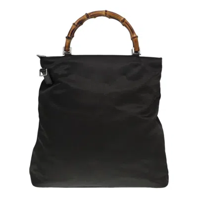 Pre-owned Gucci Bamboo Khaki Synthetic Tote Bag ()