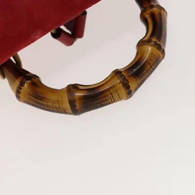 Pre-owned Gucci Bamboo Red Suede Backpack Bag ()