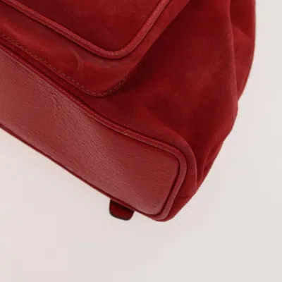 Pre-owned Gucci Bamboo Red Suede Backpack Bag ()