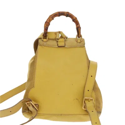 Pre-owned Gucci Bamboo Yellow Leather Backpack Bag ()
