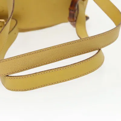 Pre-owned Gucci Bamboo Yellow Leather Backpack Bag ()