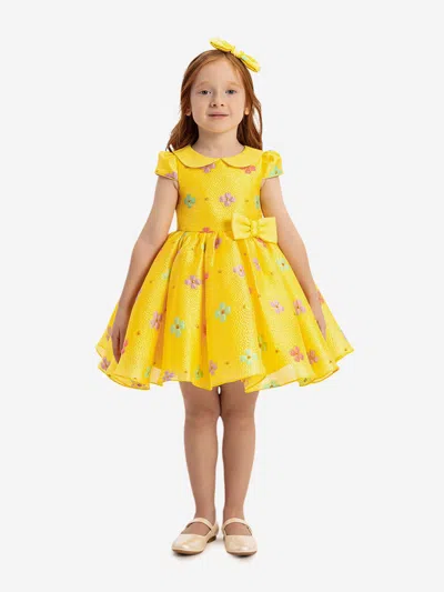 Dress & Fleur Baby Girls Floral Dress With Headband In Yellow