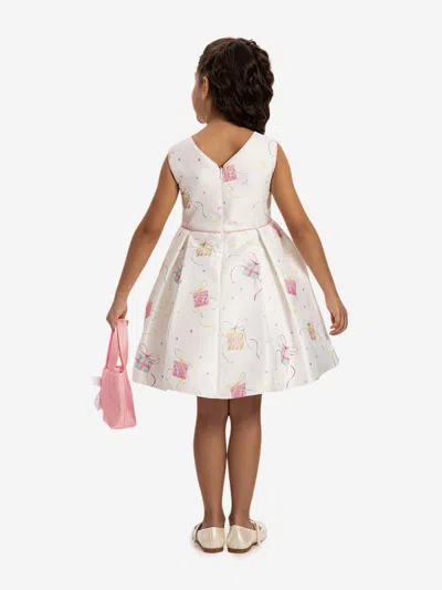 Dress & Fleur Girls Party Dress With Bag In White