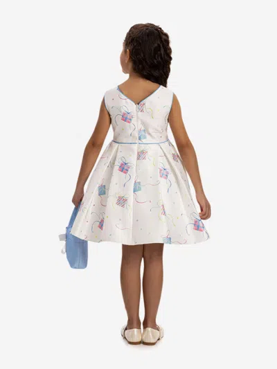 Dress & Fleur Girls Party Dress With Bag In White
