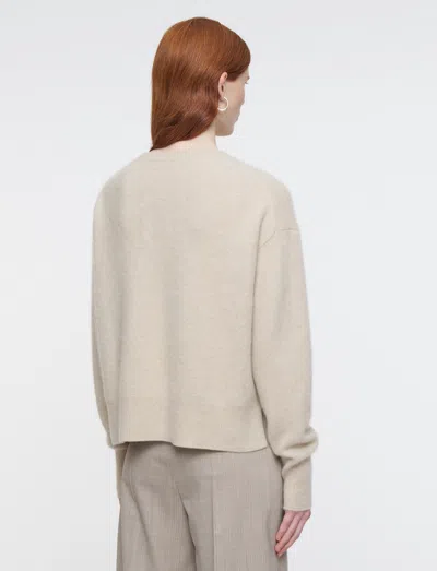 Joseph Brushed Cashmere Round Neck Jumper In Neutral