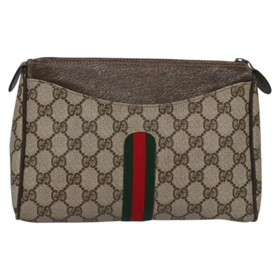 Pre-owned Gucci Ophidia Beige Canvas Clutch Bag ()