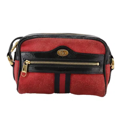 Pre-owned Gucci Ophidia Red Suede Shoulder Bag ()