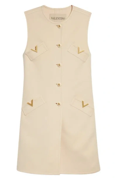 Valentino Short Dress In Wool And Cashmere In Neutral