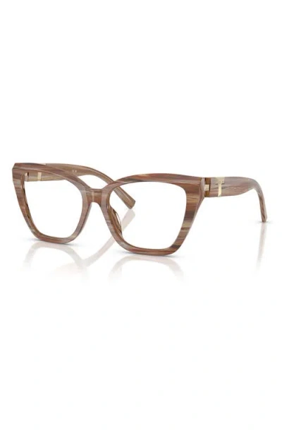 Tiffany & Co . 52mm Cat Eye Optical Glasses In Brown