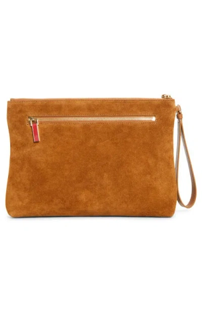 Christian Louboutin Funky Crosta Spikes Suede Wristlet In Brown