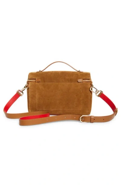 Christian Louboutin Djanis Suede Crossbody Vanity Case In Brown