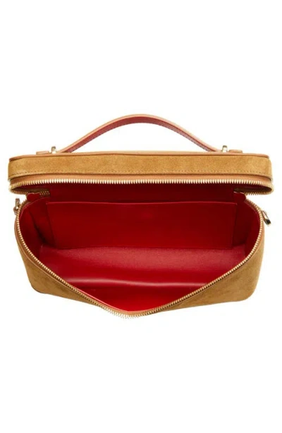 Christian Louboutin Djanis Suede Crossbody Vanity Case In Brown