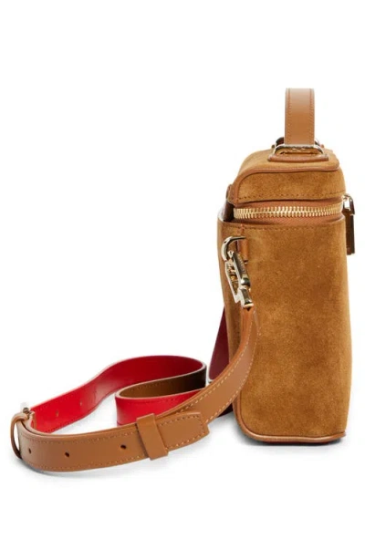Christian Louboutin Djanis Suede Crossbody Vanity Case In Brown