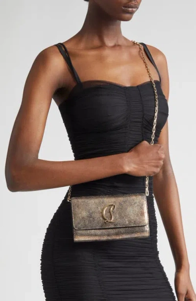 Christian Louboutin Loubi54 Sirene Snakeskin Embossed Metallic Leather Wallet On Chain In Multi