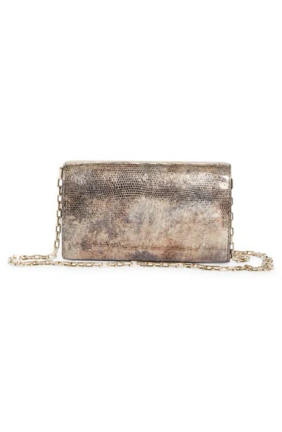 Christian Louboutin Loubi54 Sirene Snakeskin Embossed Metallic Leather Wallet On Chain In Multi