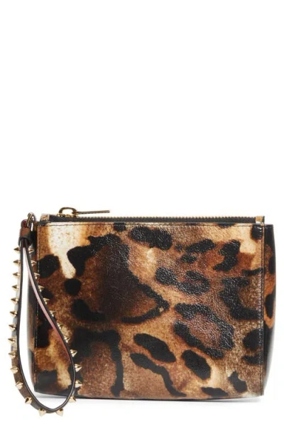 Christian Louboutin Mini Cabata Soft Leather Pouch In Brown