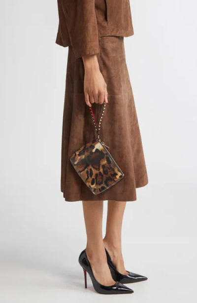 Christian Louboutin Mini Cabata Soft Leather Pouch In Brown