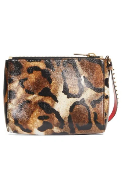 Christian Louboutin Mini Cabata Soft Leather Pouch In Brown
