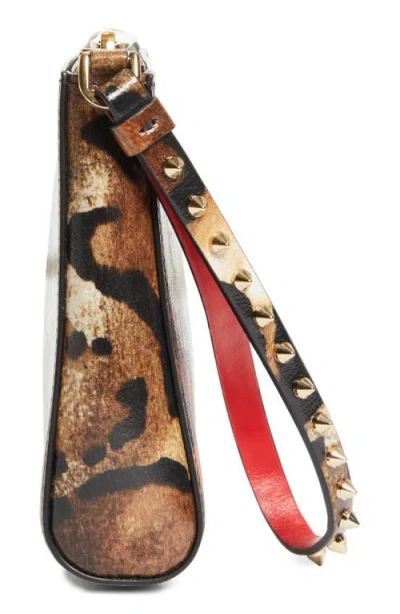 Christian Louboutin Mini Cabata Soft Leather Pouch In Brown