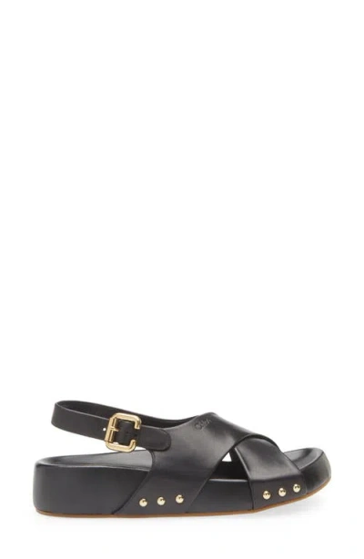 Chloé Mae Paddington Leather Crisscross Sandals In Black