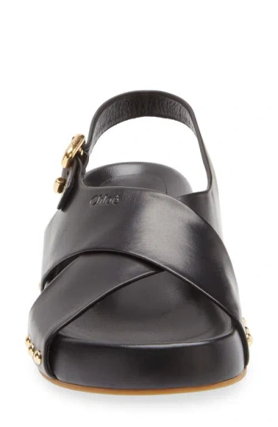 Chloé Mae Paddington Leather Crisscross Sandals In Black