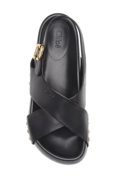Chloé Mae Paddington Leather Crisscross Sandals In Black