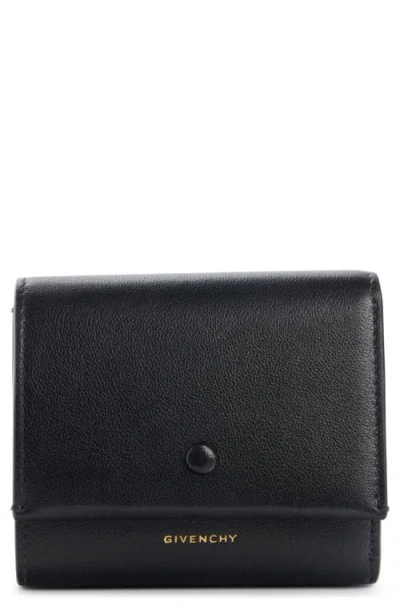 Givenchy Day Trifold Snap Wallet In Shiny Leather In Black