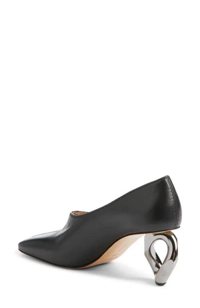 Jw Anderson Stitch Chain Heel Square Toe Pump In Black