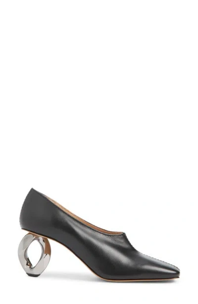 Jw Anderson Stitch Chain Heel Square Toe Pump In Black