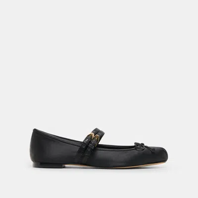 Dolce Vita Gibsen Ballet Flats Onyx Satin In Black