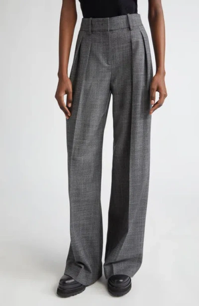 Michael Kors Collection Pleated Slouch Wool & Silk Trousers In Multi